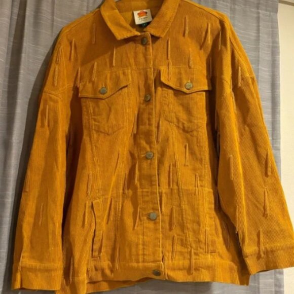 FARM Rio Jackets & Blazers - Farm Rio beaded corduroy button up shirt/jacket mustard yellow size small